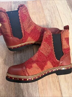 Free People Atlas Woven Chelsea Boots with Studded Sole NEW 7